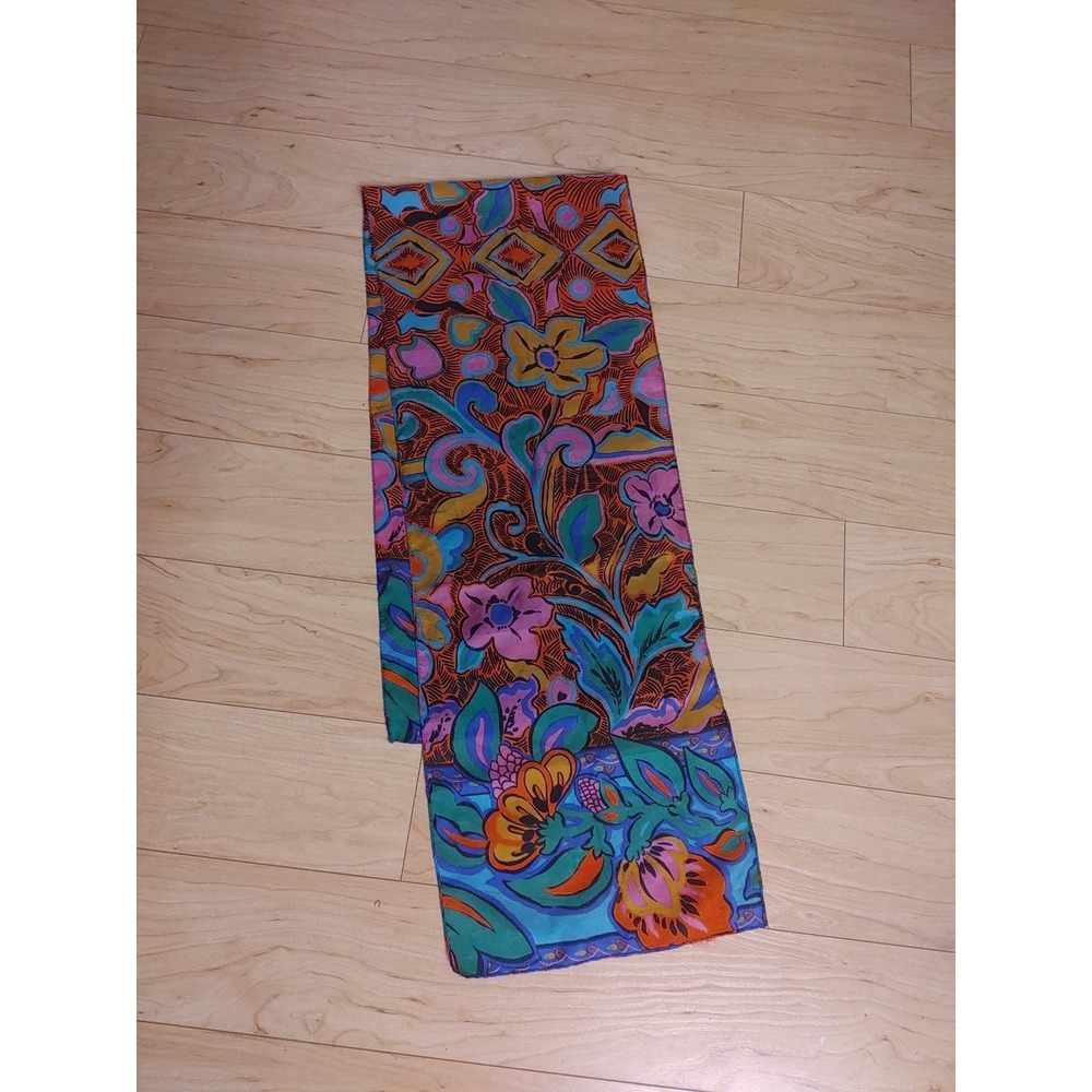 Floral Long Bandana Scarf Blue Green Pink‎ Red Hair Neck Head Accessory - Picture 3 of 3